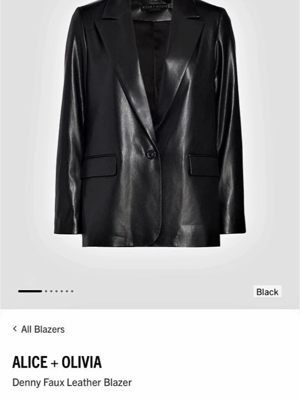 ALICE + OLIVIA Denny Faux Leather Blazer Black